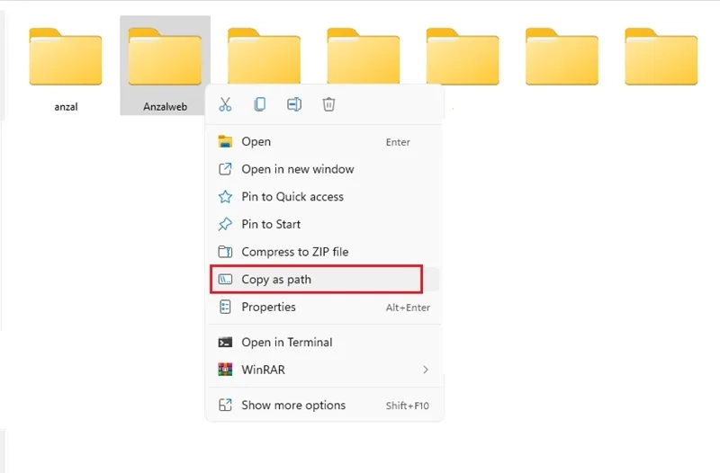 کپی مسیر فایل برای استفاده از sDelete برای حذف دائمی فایل‌ ها