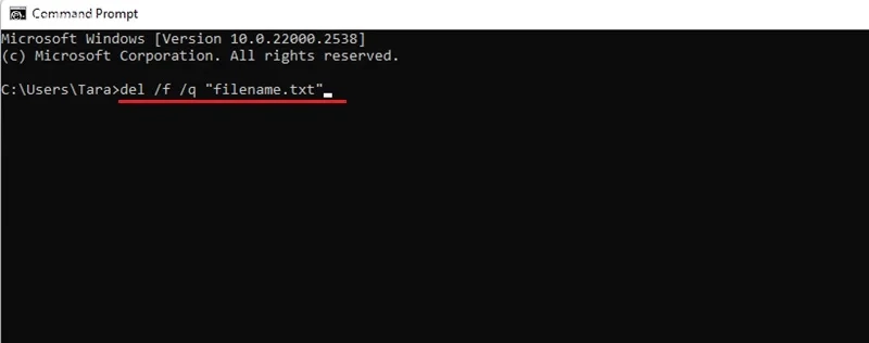 حذف دائمی فایل‌ ها در ویندوز ۱۱ با استفاده از Command Prompt