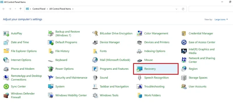 انجام System Restore برای رفع سوسو زدن صفحه لپ تاپ