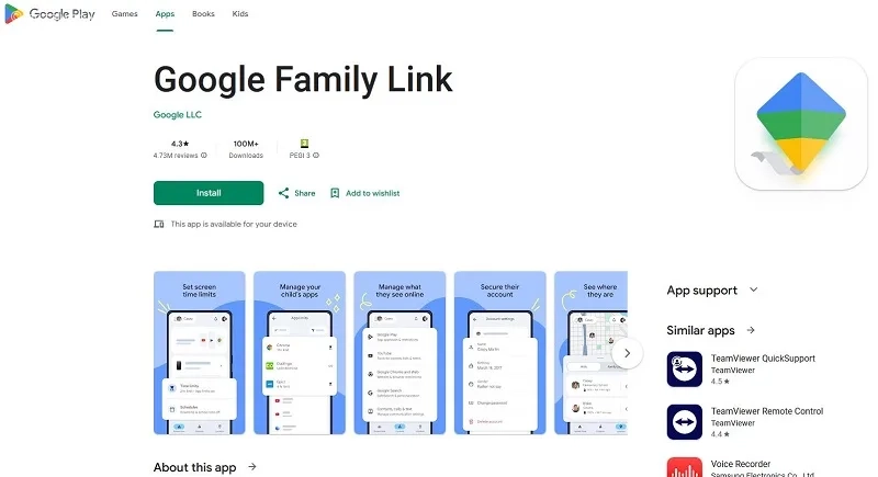اپ Google Family Link روی کروم گوشی