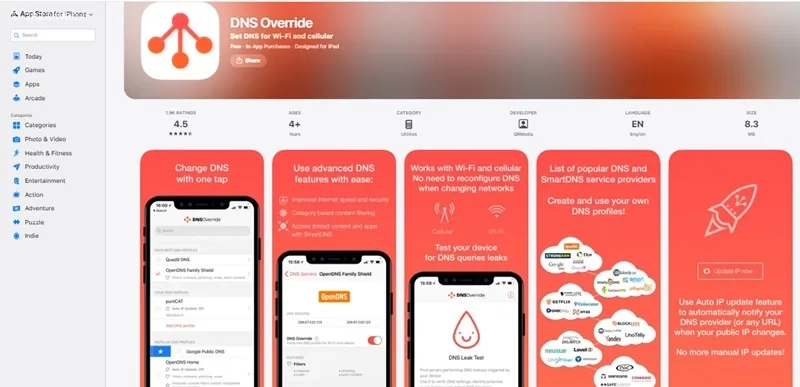 برنامه DNS Override
