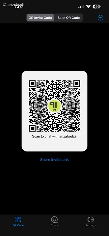 تب QR Code پروفایل