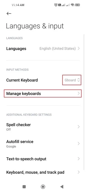 تنظیمات Gboard