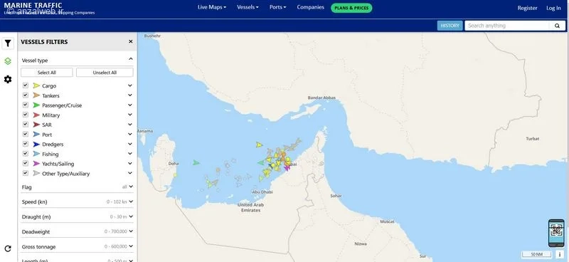 ترافیک دریایی زنده فلیت مون (FleetMon)