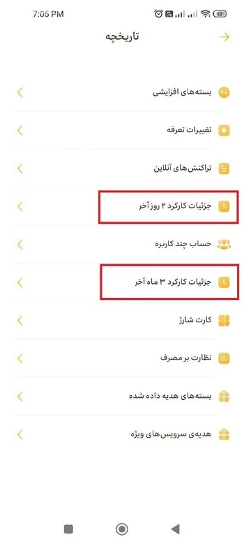 دیدن جزئییات کارکرد سه ماه آخر خط ایرانسل