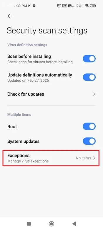 بررسی مجوزهای بخش Security گوشی اندروید