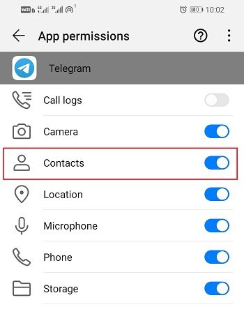 دسترسی تلگرام به مخاطبین (Contact)