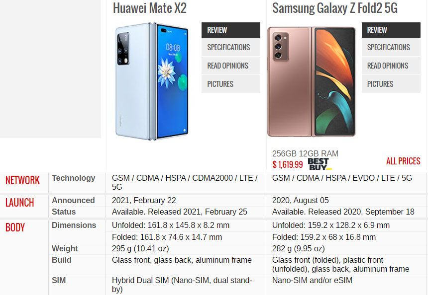 بهترین تاشو 2021 گوشی Huawei Mate X2 یا Galaxy Z Fold 2؟