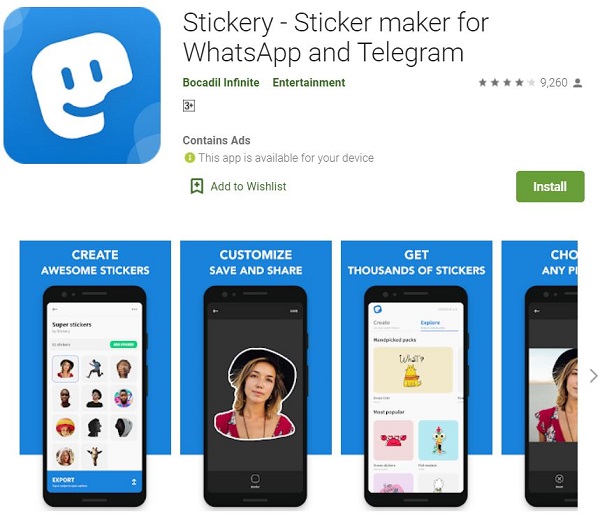 برنامه ساخت استیکر تلگرام اندروید Stickery