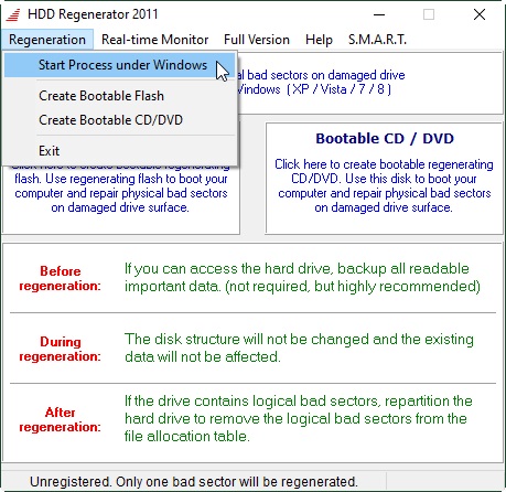 رفع بدسکتور هارد دیسک با نرم افزار HDD Regenerator