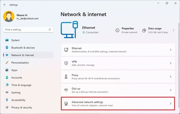 گزارش مصرف اینترنت در ویندوز 11