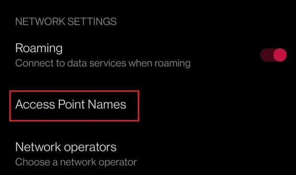 حل مشکل نبودن حالت 4g/lte  با ریست Access Point Names (APNs)