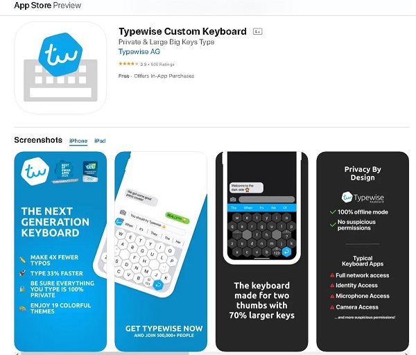 کیبورد هوشمند همه کاره برای آیفون Typewise Keyboard