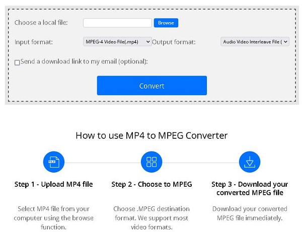 نرم افزار تبدیل MP4 به MPEG آنلاین Convertfiles
