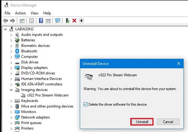 وب کم لپ تاپ ویندوز 10 کار نمی کند
