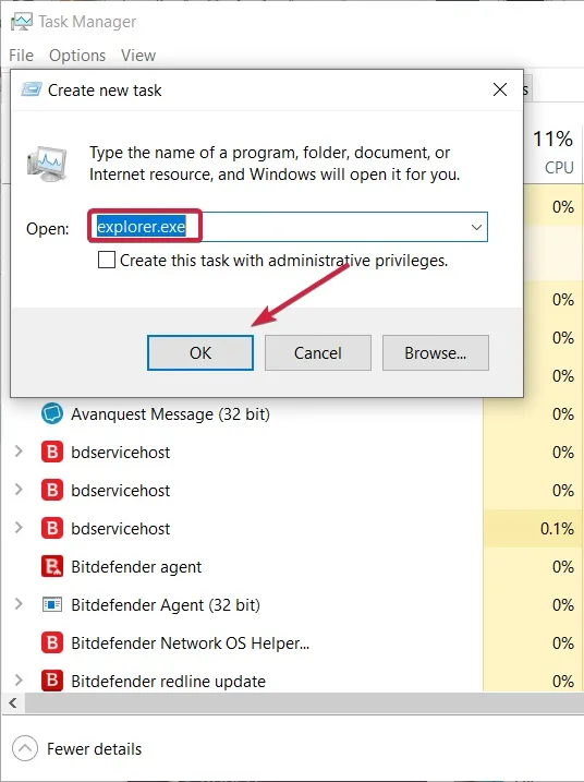 فرایند Windows Explorer را ریستارت کنید