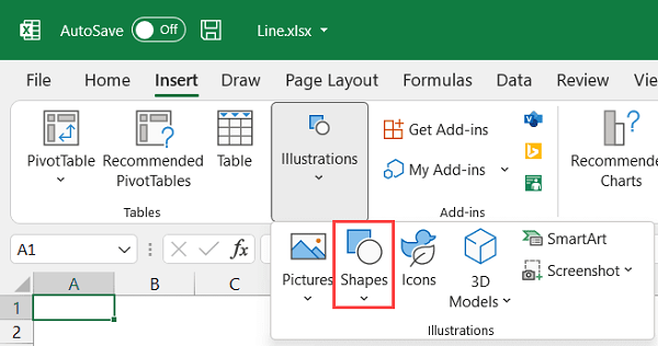 Click on Shapes option
