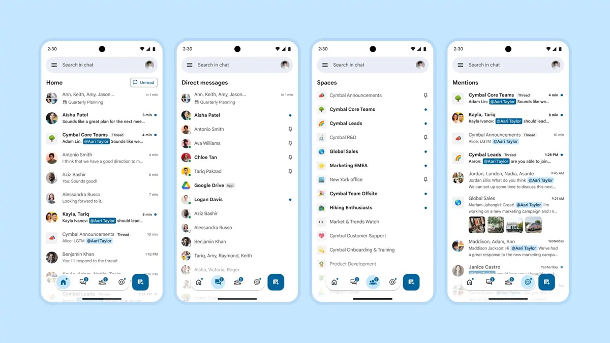 نسخه جدید Google Chat