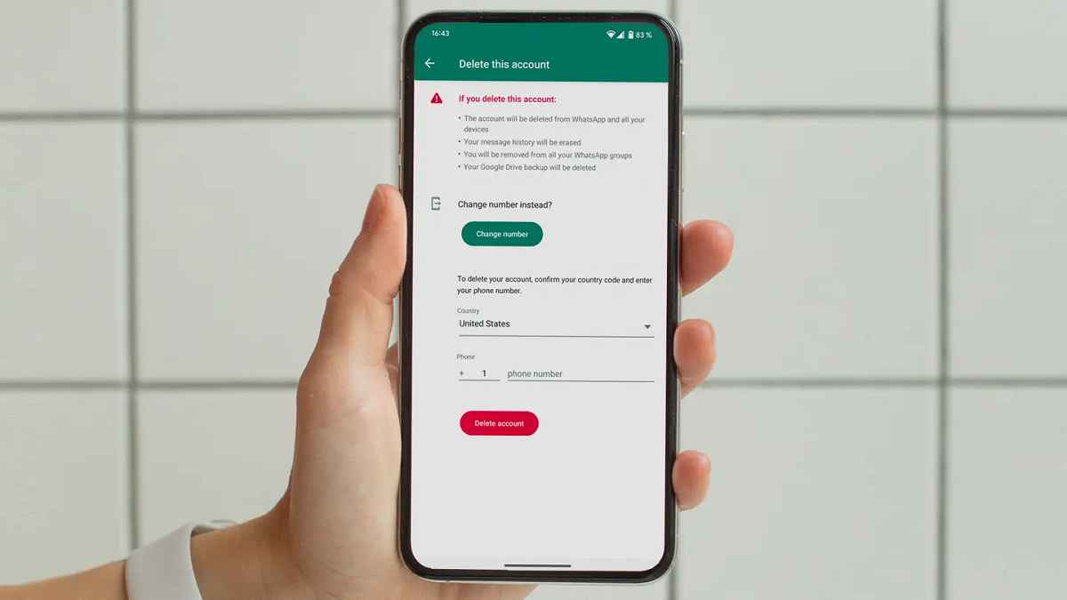 پاک کردن اکانت واتساپ