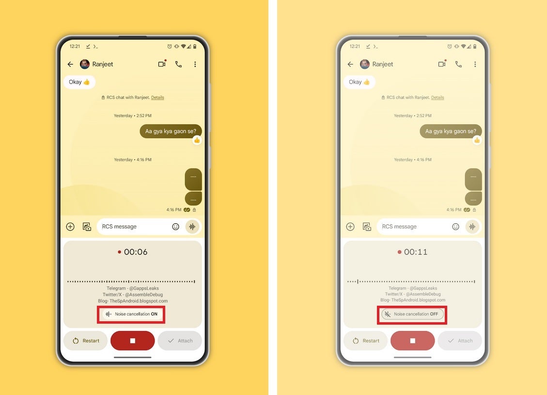 حذف نویز پیام صوتی در Google Messages