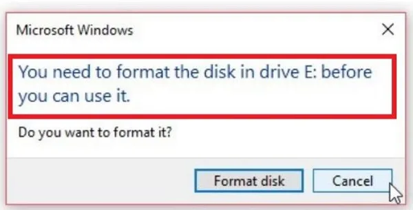 حل مشکل You Need to Format the Disk in Drive Before You Can Use It