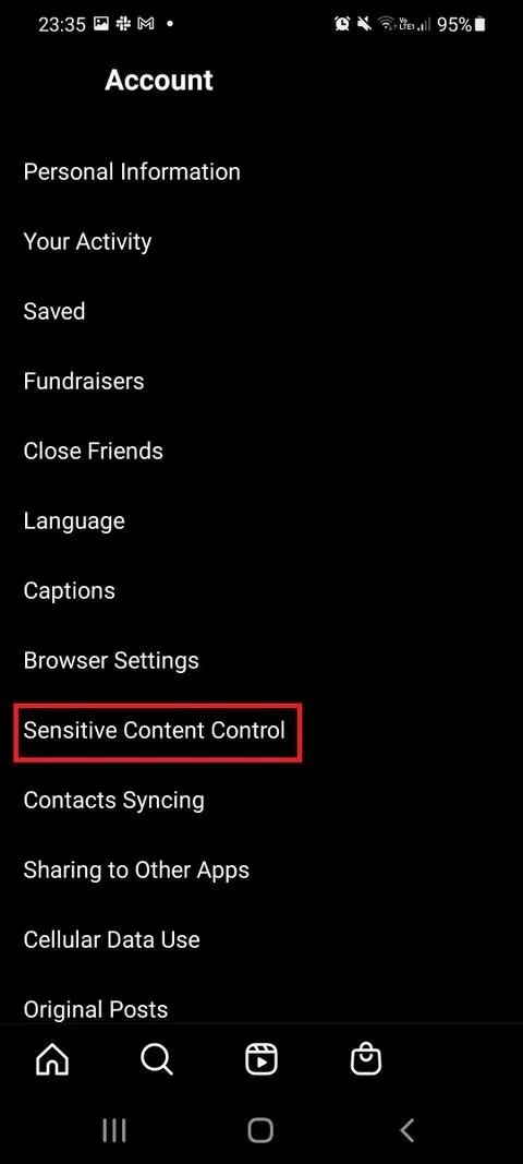 فعال و غیرفعال کردن Sensitive content در اینستاگرام