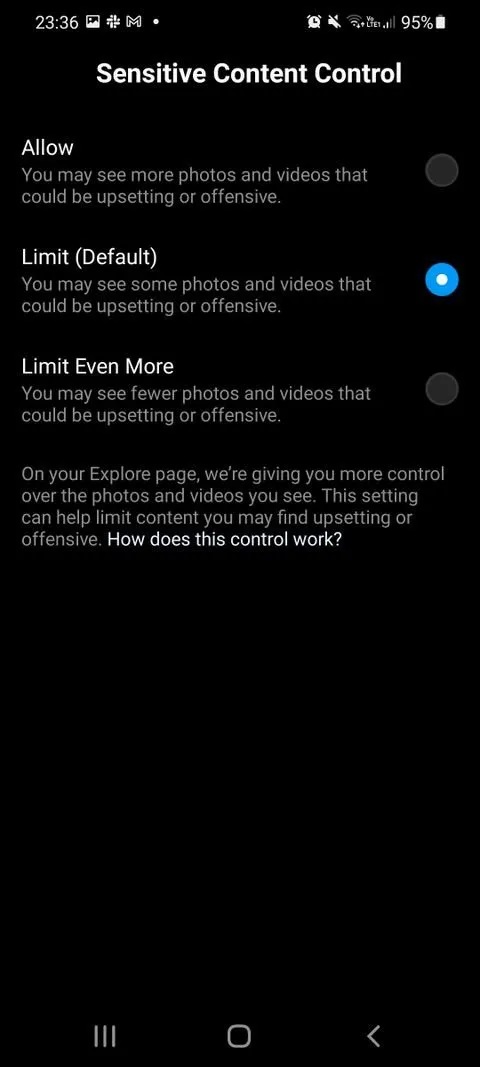 فعال و غیرفعال کردن Sensitive content در اینستاگرام
