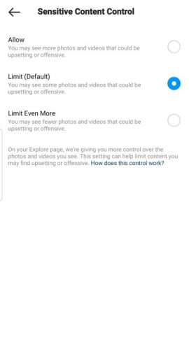 فعال و غیرفعال کردن Sensitive content در اینستاگرام