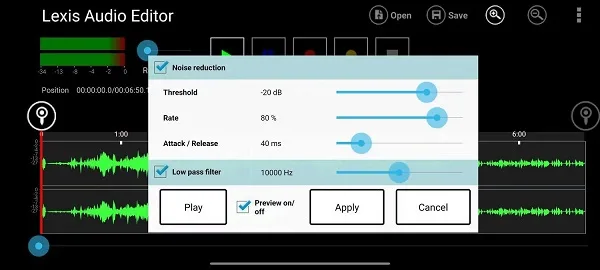 lexis audio editor noise reduction