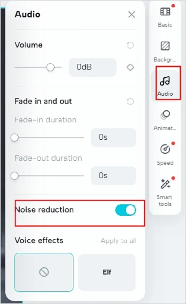 reduce noise capcut web