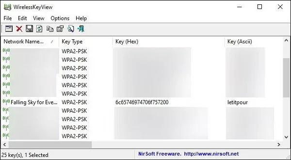 استفاده از WirelessKeyView برای دیدن پسورد وای فای ویندوز