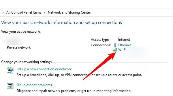 کلیک روی دکمه کوچک Wi-Fi