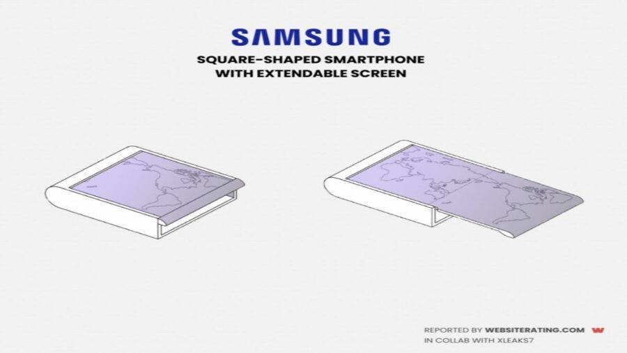 سامسونگ یک گوشی هوشمند مربعی شکل با نمایشگر قابل گسترش را ثبت اختراع کرده است
