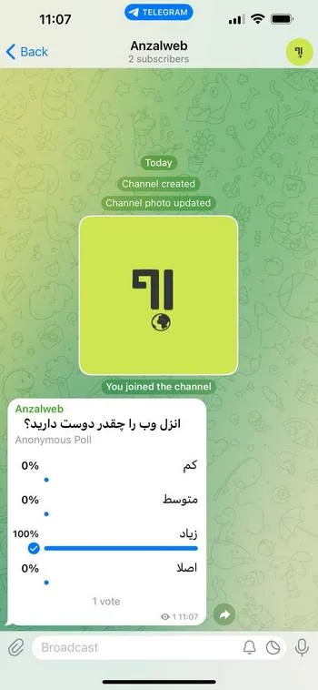 نتایج رای گیری تلگرام آیفون