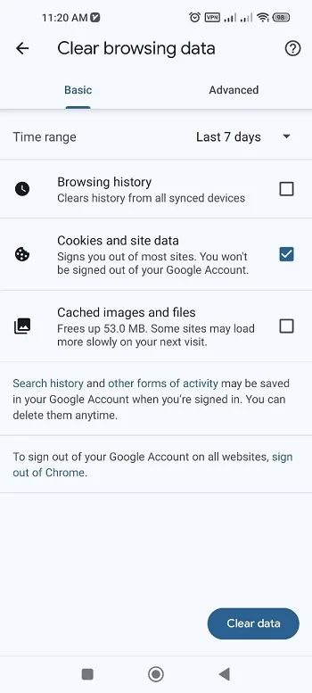 داده‌های کوکی و حافظه پنهان Chrome را پاک کنید