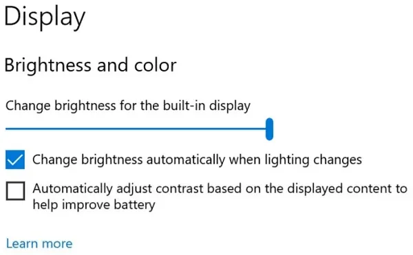غیر فعال کردن روشنایی تطبیقی ویندوز 10 از طریق تنظیمات
