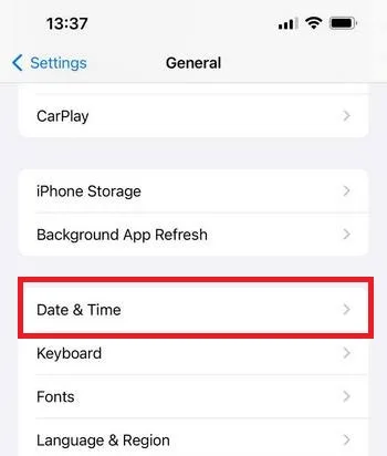 Date & Time آیفون