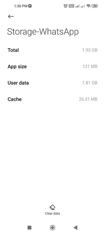Clear Data یا Cleare Cache واتساپ اندروید
