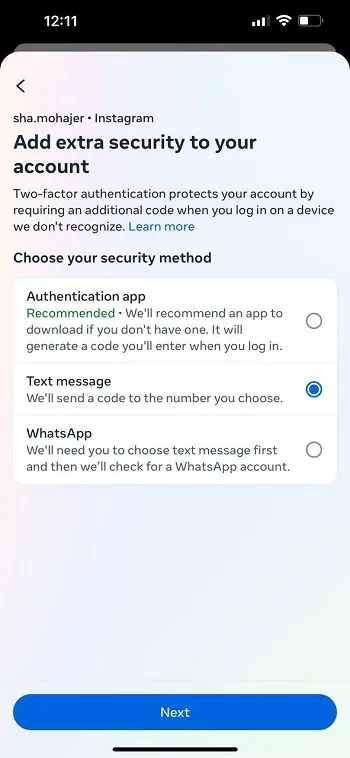 گزینه Text Message