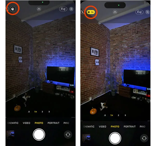 تنظیمات Night mode دوربین در آیفون
