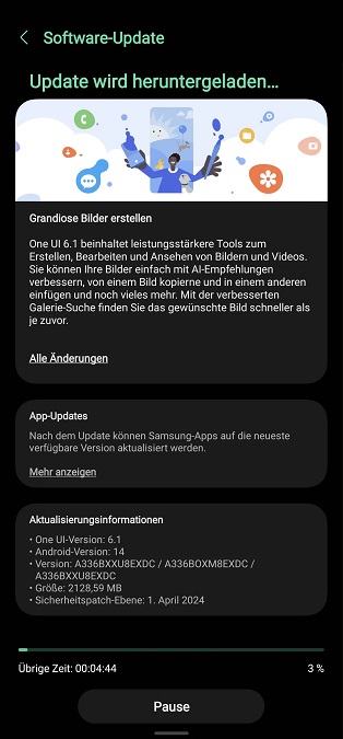 آپدیت One UI 6.1 برای گلکسی A33