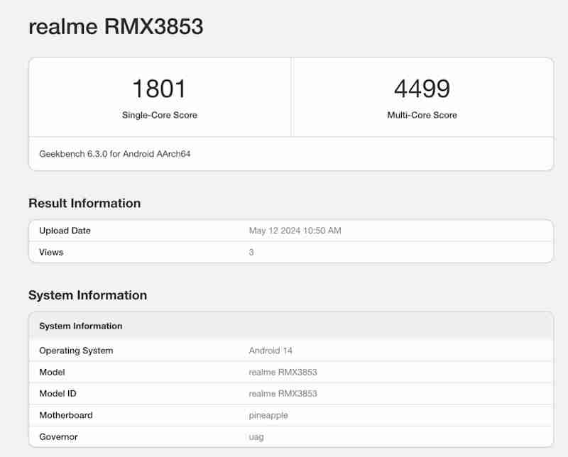 realme GT 6T on Geekbench